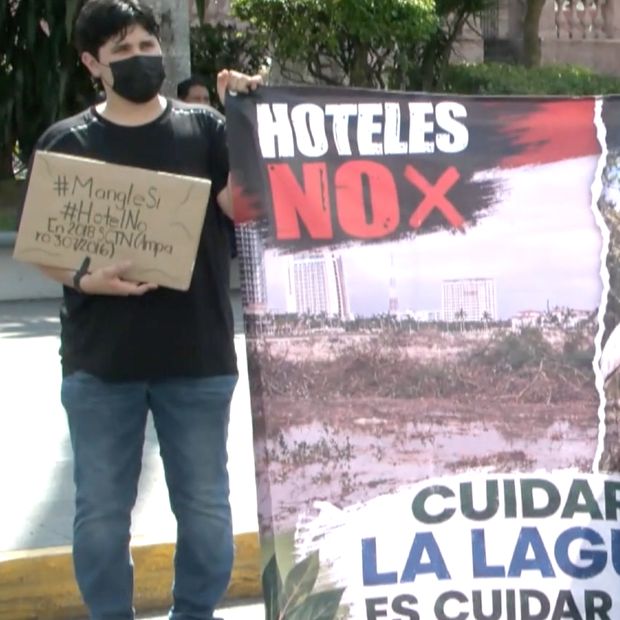 Colectivo Protesta Contra Proyecto Hotelero en Manglares de Tampico, Tamaulipas